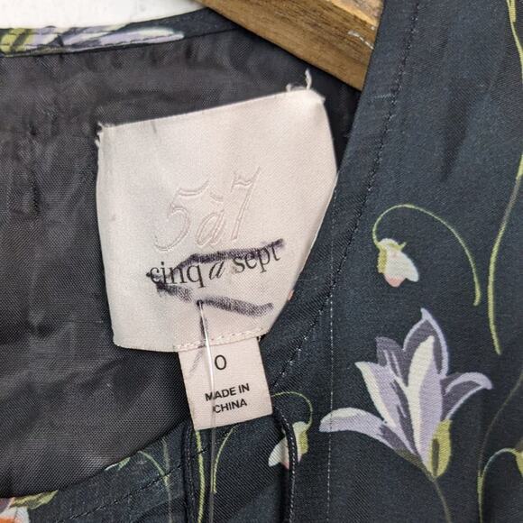 Cinq à Sept Black Terracotta Floral Cold Shoulder Satin Mini Dress - Picture 7 of 8